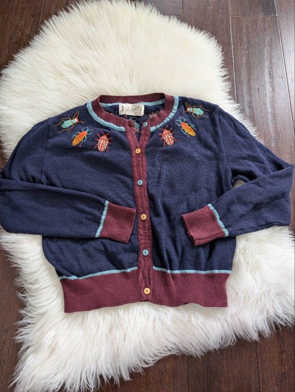Palava Insect Bug Embroidered Cardigan Size S Small